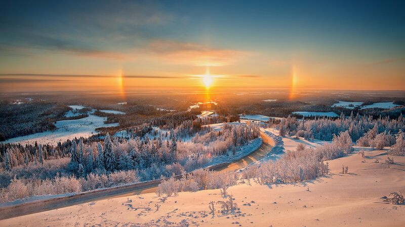 Snow-covered Forest Landscape — Orange, Serene