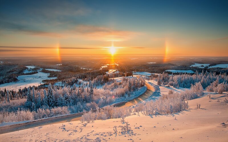 Snow-covered Forest Landscape — Orange
