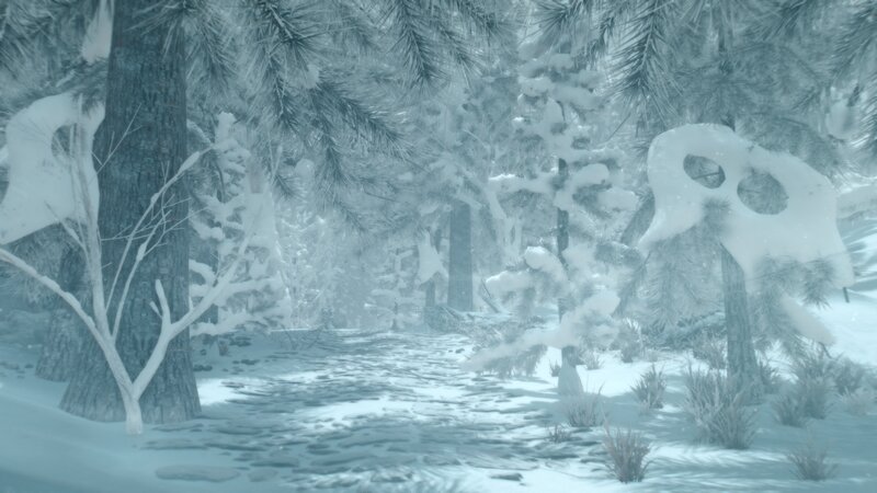 Snow-covered Forest Path — White, Cold, Winter, 3d Render