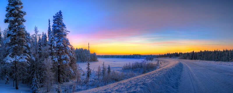 Snow-covered Forest Road — Blue