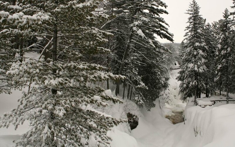 Snow-covered Forest Stream — White, Serene, Winter, Photograph