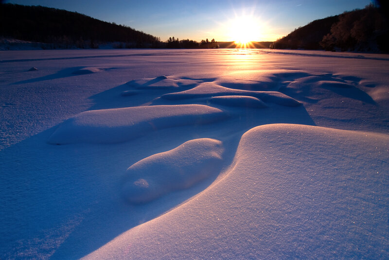 Snow-covered Frozen Lake