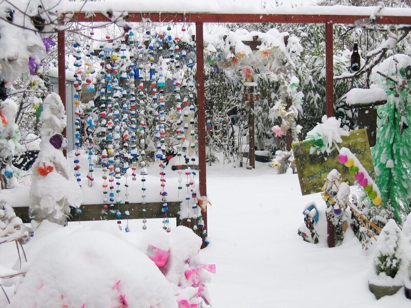 Snow-covered Garden Art