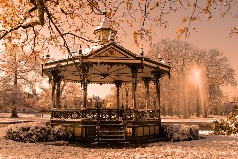 Snow-covered Gazebo — Brown