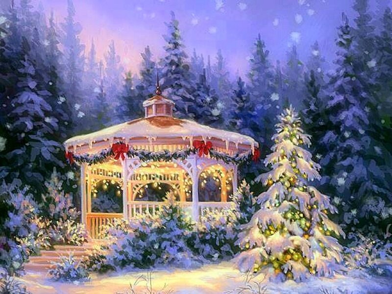 Snow-covered Gazebo — Purple