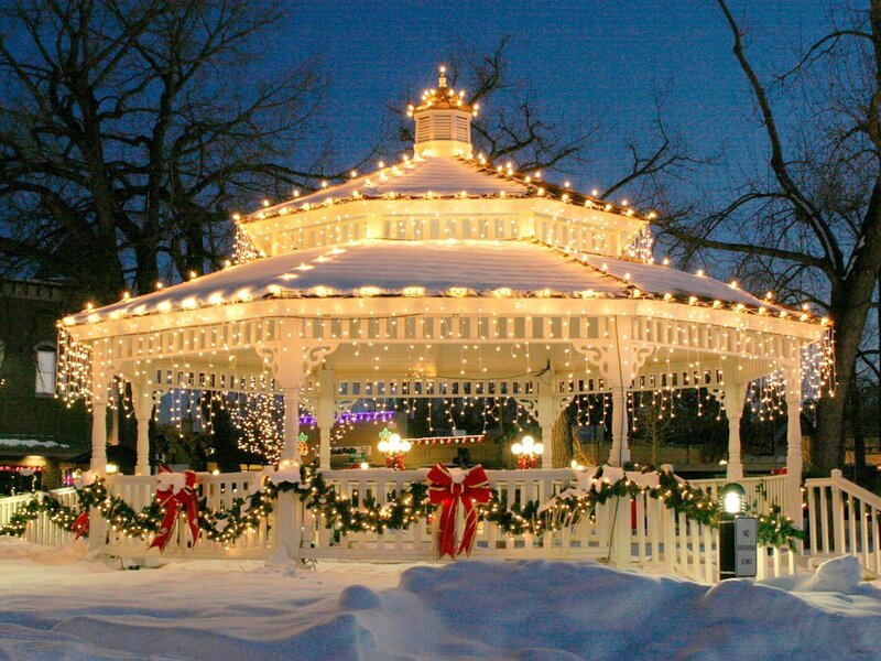 Snow-covered Gazebo — White, Festive
