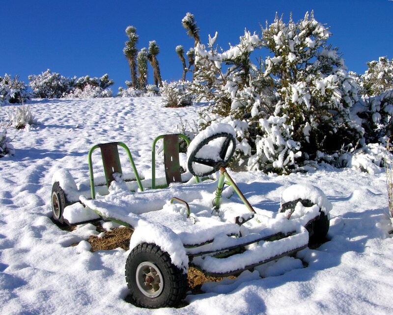 Snow-covered Go-kart
