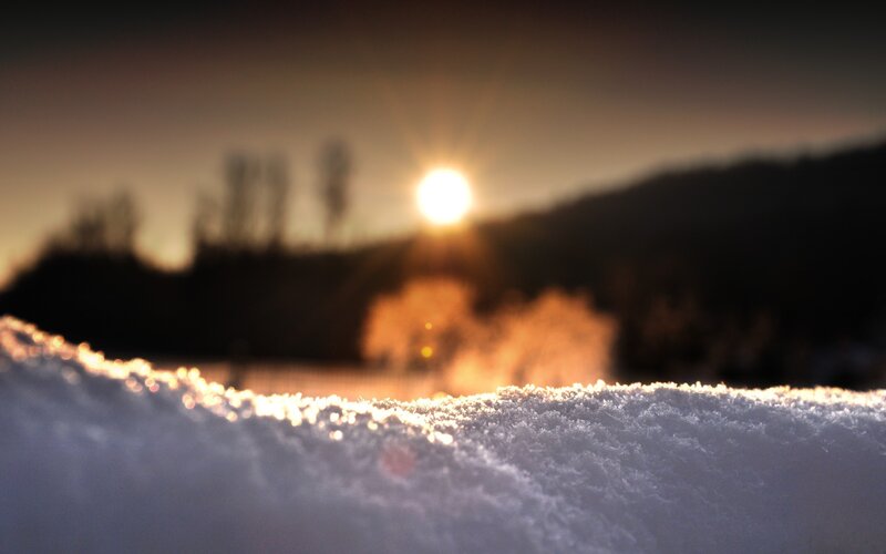 Snow-covered Ground at Sunset — White