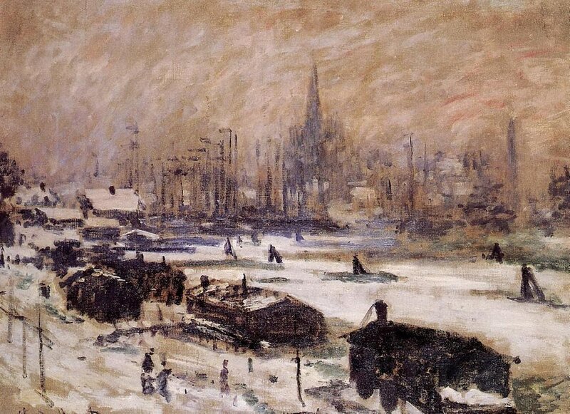 Snow-covered Harbor Scene
