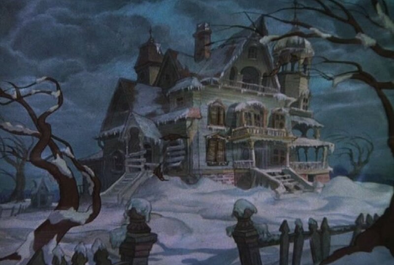 Snow-covered Haunted House