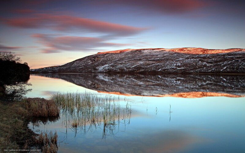 Snow-covered Hill at Sunset — Blue, Serene