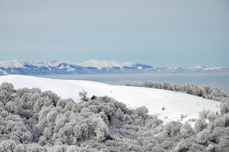 Snow-covered Hills and Mountains — White, Serene, Winter