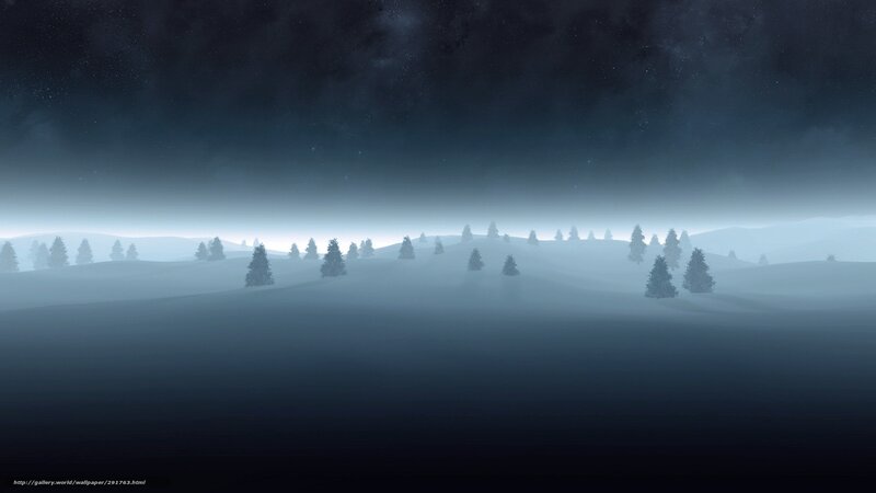 Snow-covered Hills at Night — Blue, Serene