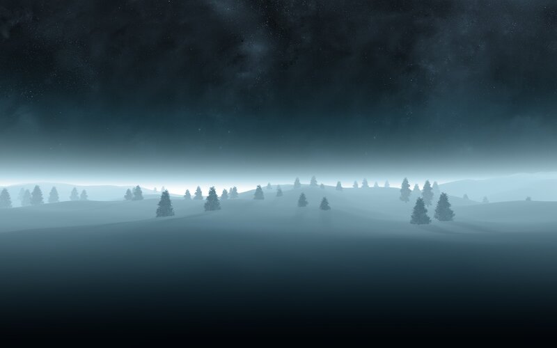 Snow-covered Hills at Night — Blue