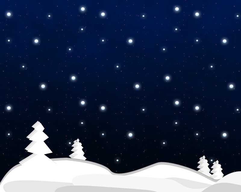 Snow-covered Hills at Night — White