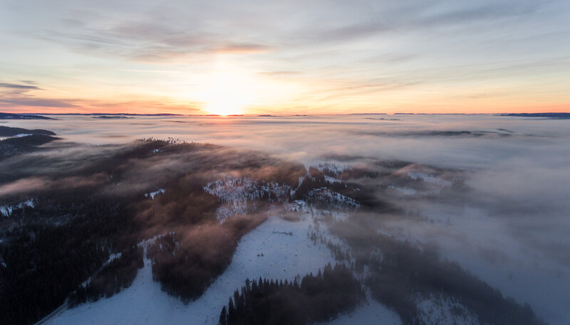 Snow-covered Hills at Sunrise — White, Serene