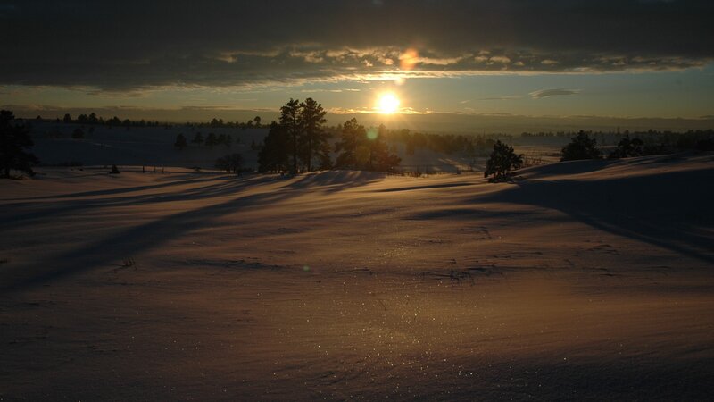 Snow-covered Hills at Sunset — Brown, Serene