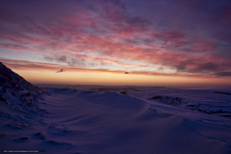 Snow-covered Hills at Sunset — Purple