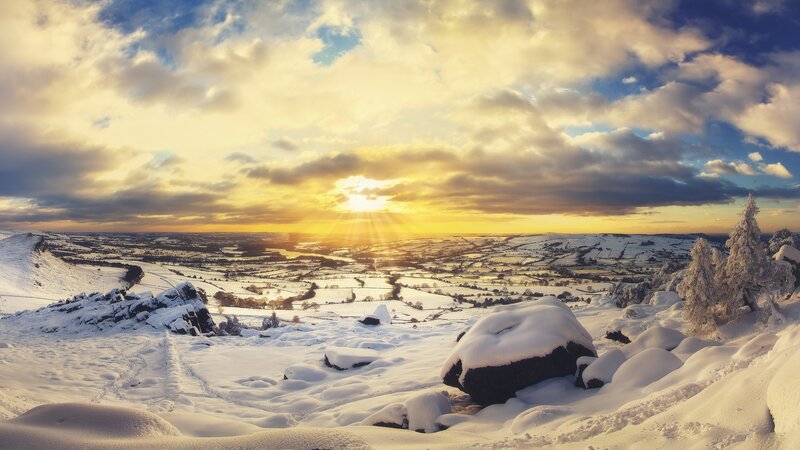 Snow-covered Hills at Sunset — White, Dramatic