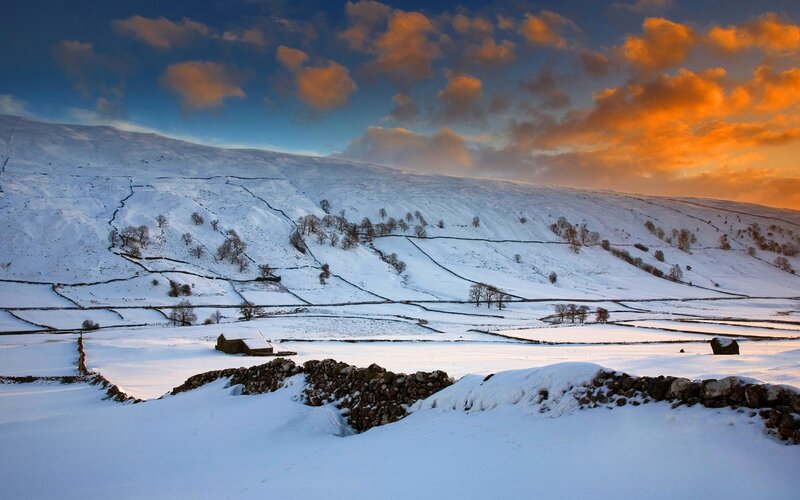 Snow-covered Hills Landscape — White, Serene