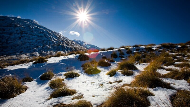 Snow-covered Hillside — Blue, Dramatic, Afternoon, Photograph