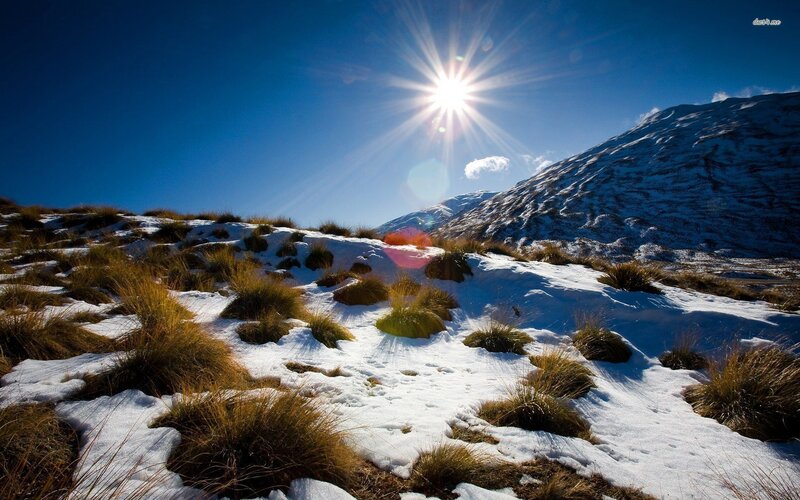 Snow-covered Hillside — Blue, Dramatic, Winter