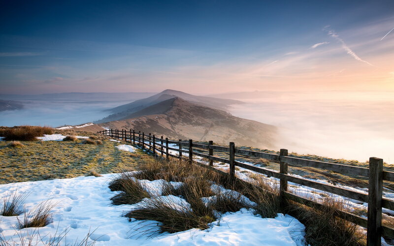 Snow-covered Hillside — Blue, Serene