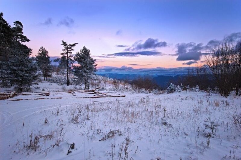 Snow-covered Hillside — Blue