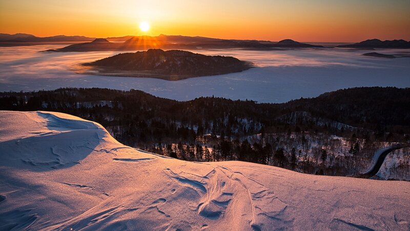 Snow-covered Hillside — Orange