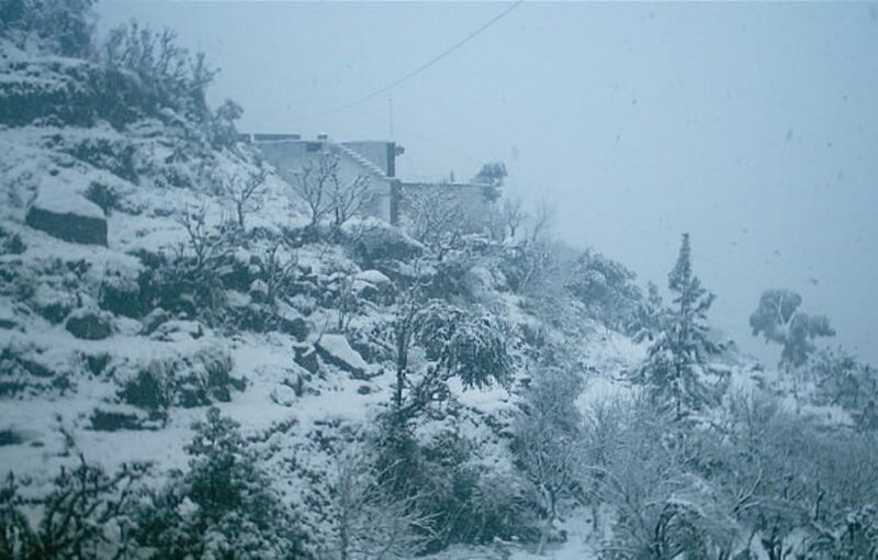 Snow-covered Hillside — White, Cold, Winter, Photograph, House
