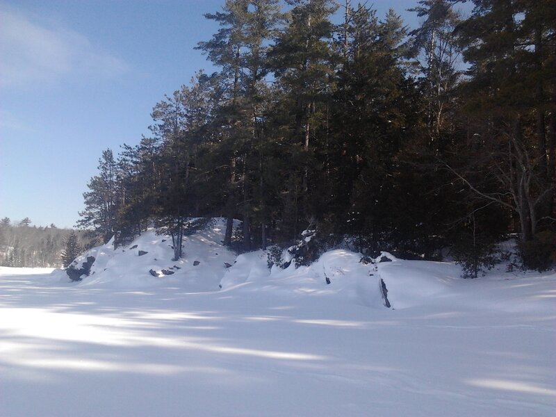 Snow-covered Hillside — White, Serene, Winter, Photograph, Trees, Rocks