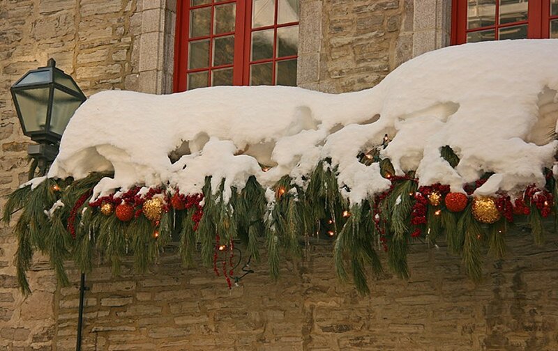 Snow-covered Holiday Garland