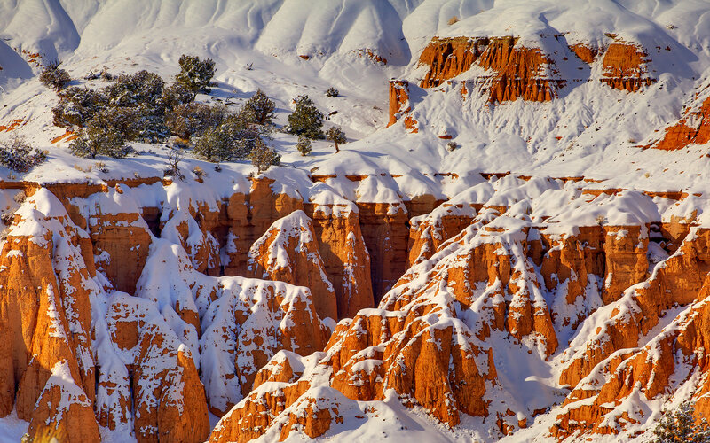 Snow-covered Hoodoos — Orange