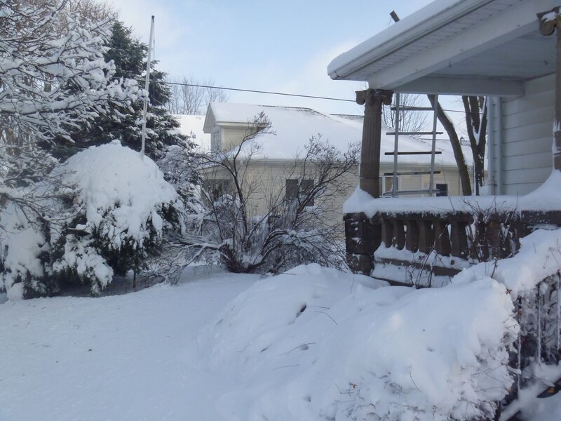 Snow-covered House and Yard — White