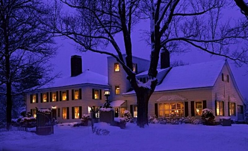 Snow-covered House at Night — Purple
