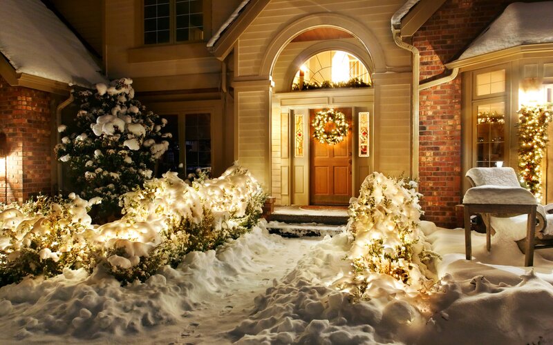 Snow-covered House Entrance