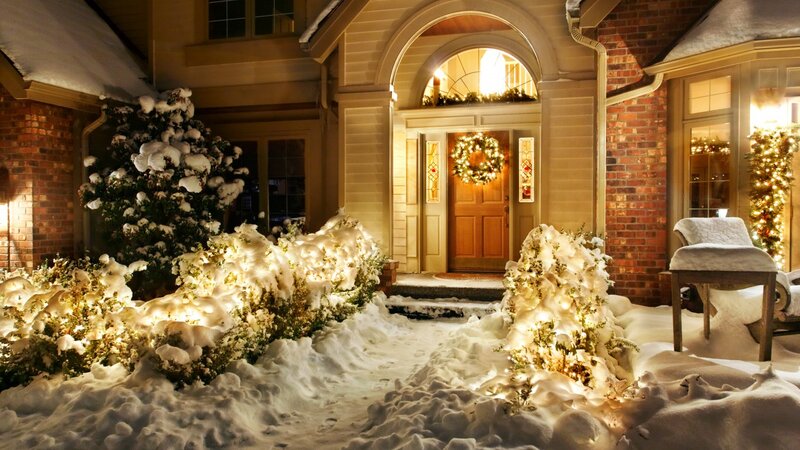 Snow-covered House Entrance — White, Cozy
