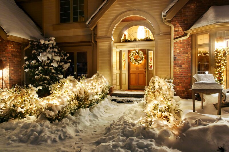 Snow-covered House Entrance — White