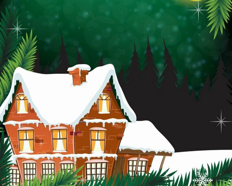 Snow-covered House — Green