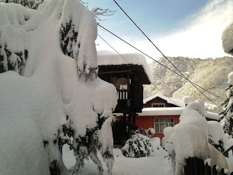 Snow-covered House in Mountains — White