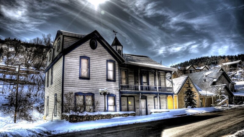 Snow-covered House in Winter — White, Dramatic, Photograph