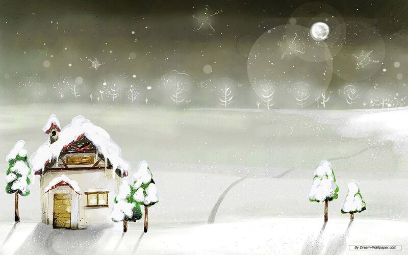 Snow-covered House in Winter — White