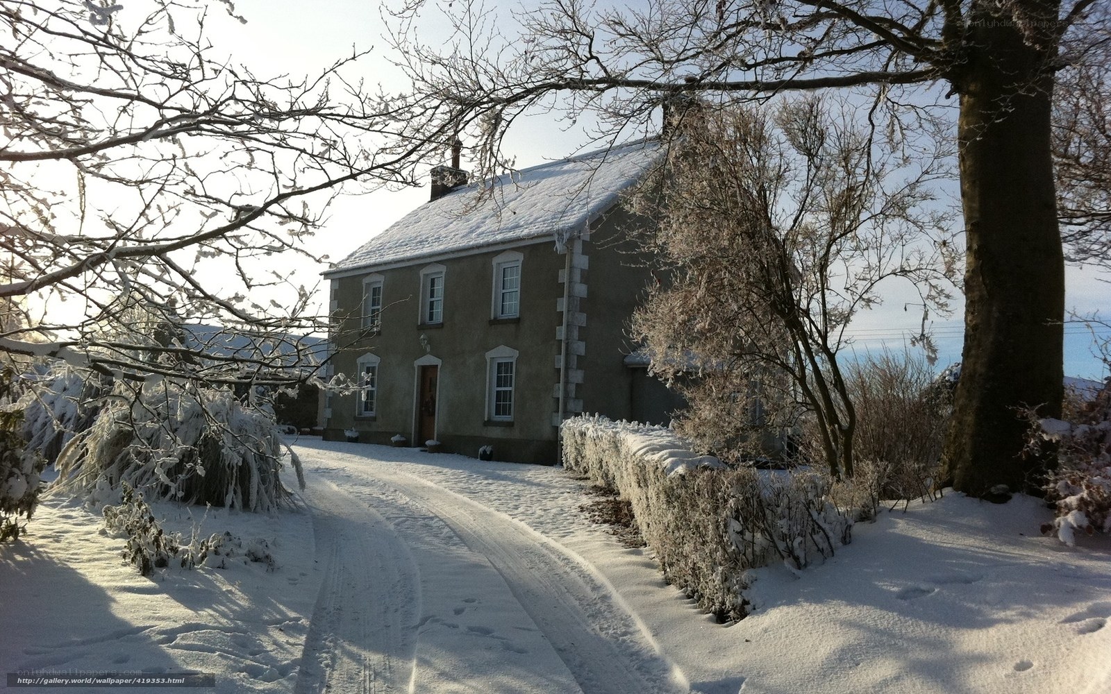 Snow-covered house in winter