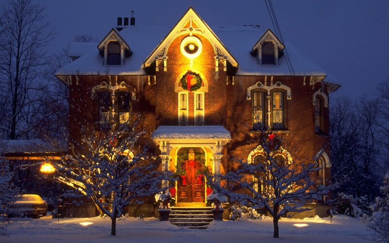Snow-covered House — Red