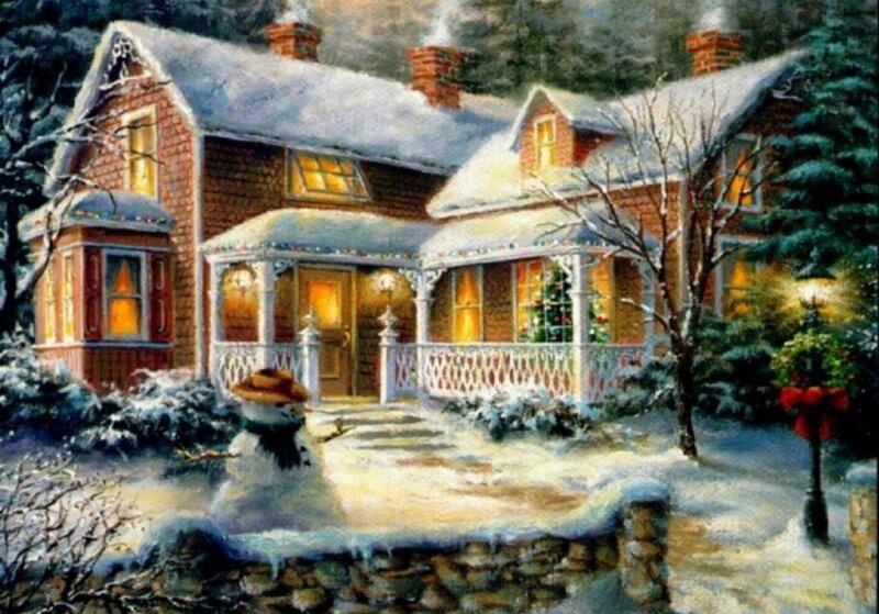 Snow-covered House — White, Cozy, Winter
