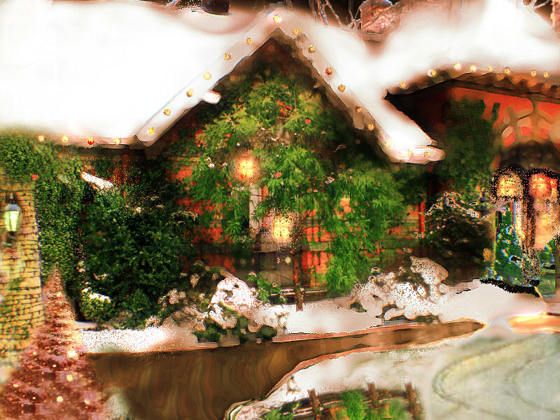 Snow-covered House — White, Festive