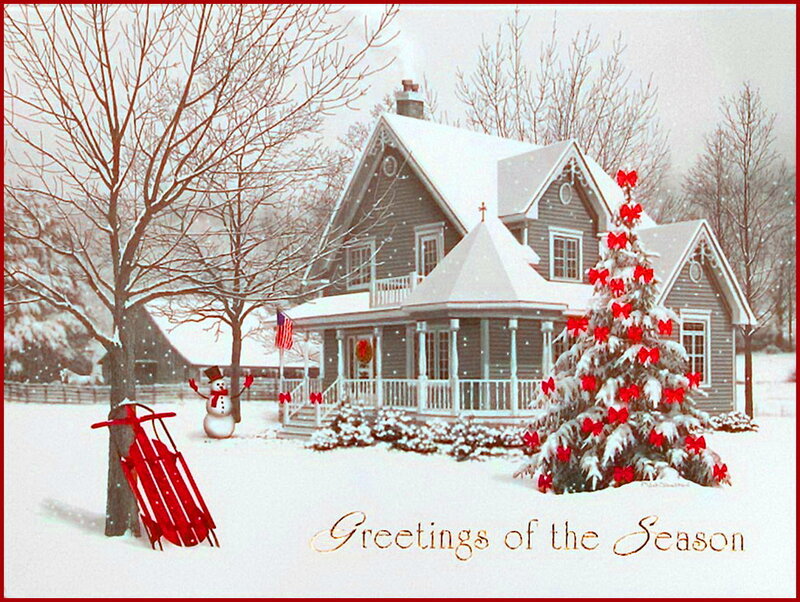 Snow-covered House — White, Festive, Winter, Illustration