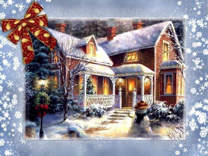 Snow-covered House — White, Festive, Winter, Painting