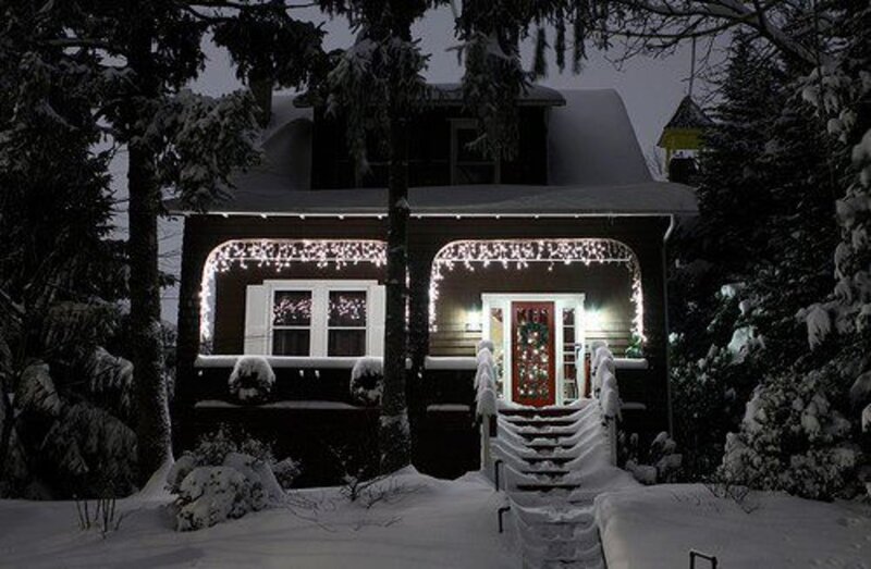Snow-covered House — White, Peaceful, Night