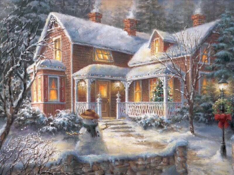 Snow-covered House — White, Peaceful